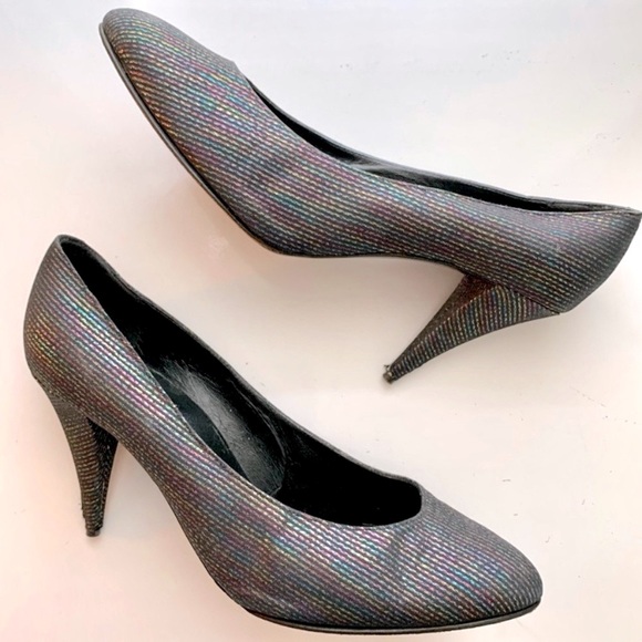 Rare VTG Rainbow Metallic Striped Pumps 🌈 - Picture 2 of 11